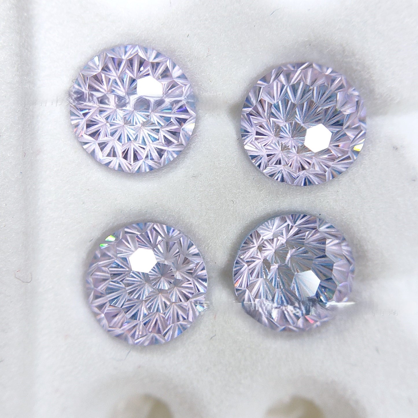 5A 4-8mm Round Flame Cut Loose CZ Stone - 2pcs