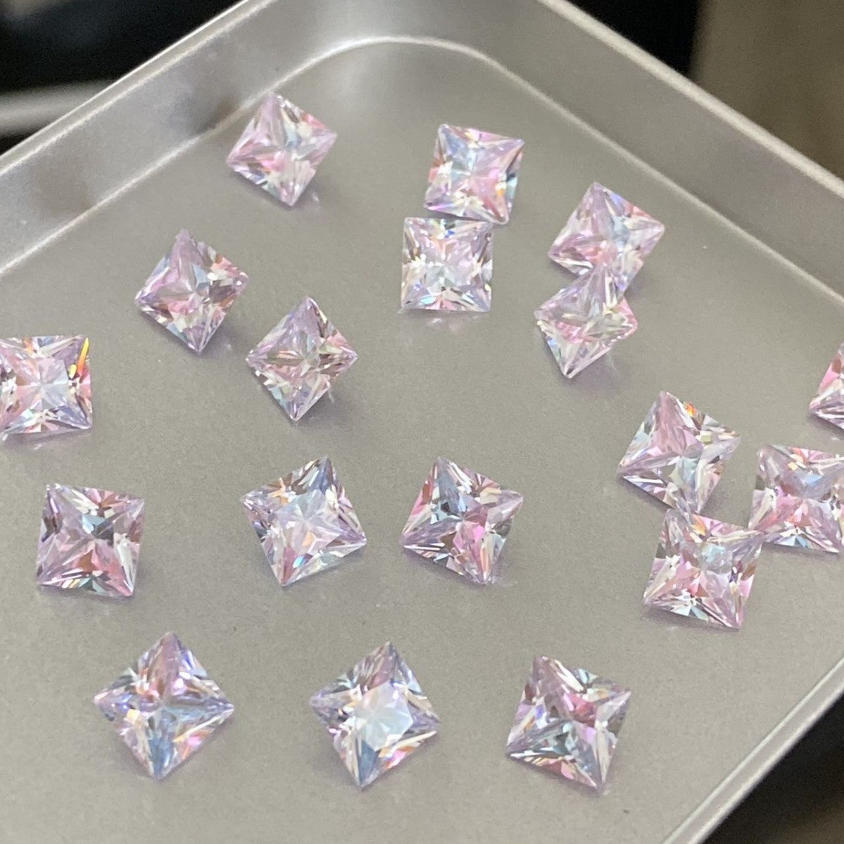 5A 4-6mm Square Coated Cut with a Radiant Heart Loose CZ Stone - 2pcs