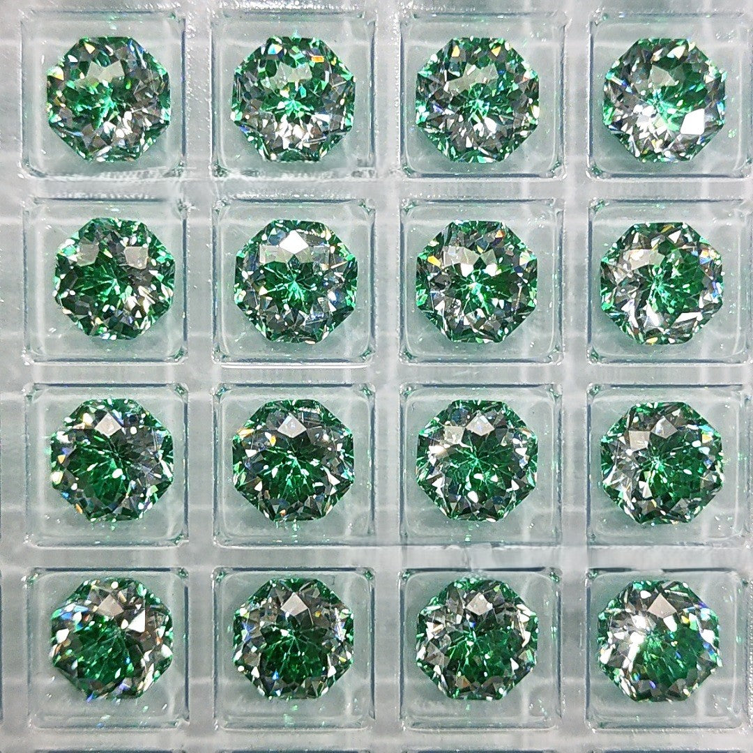 5A 6-8mm Octagonal Coated Sandwich Bouquet Cut Loose CZ Stone - 2pcs