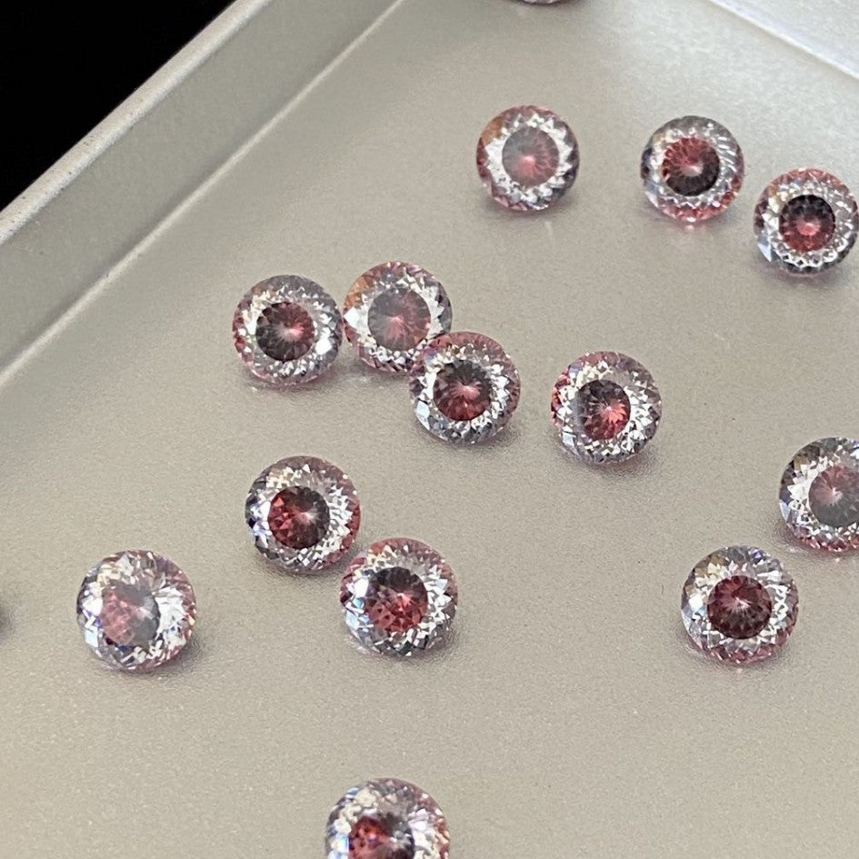 5A 6-8mm Round Coated Nest Cut Loose CZ Stone - 2pcs