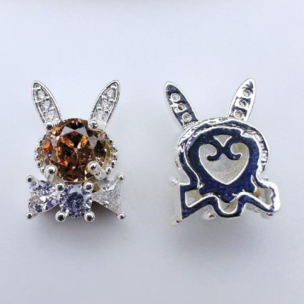 (2pcs)13.5*9.5mm Rabbite Rose Cut Zircon Spacer