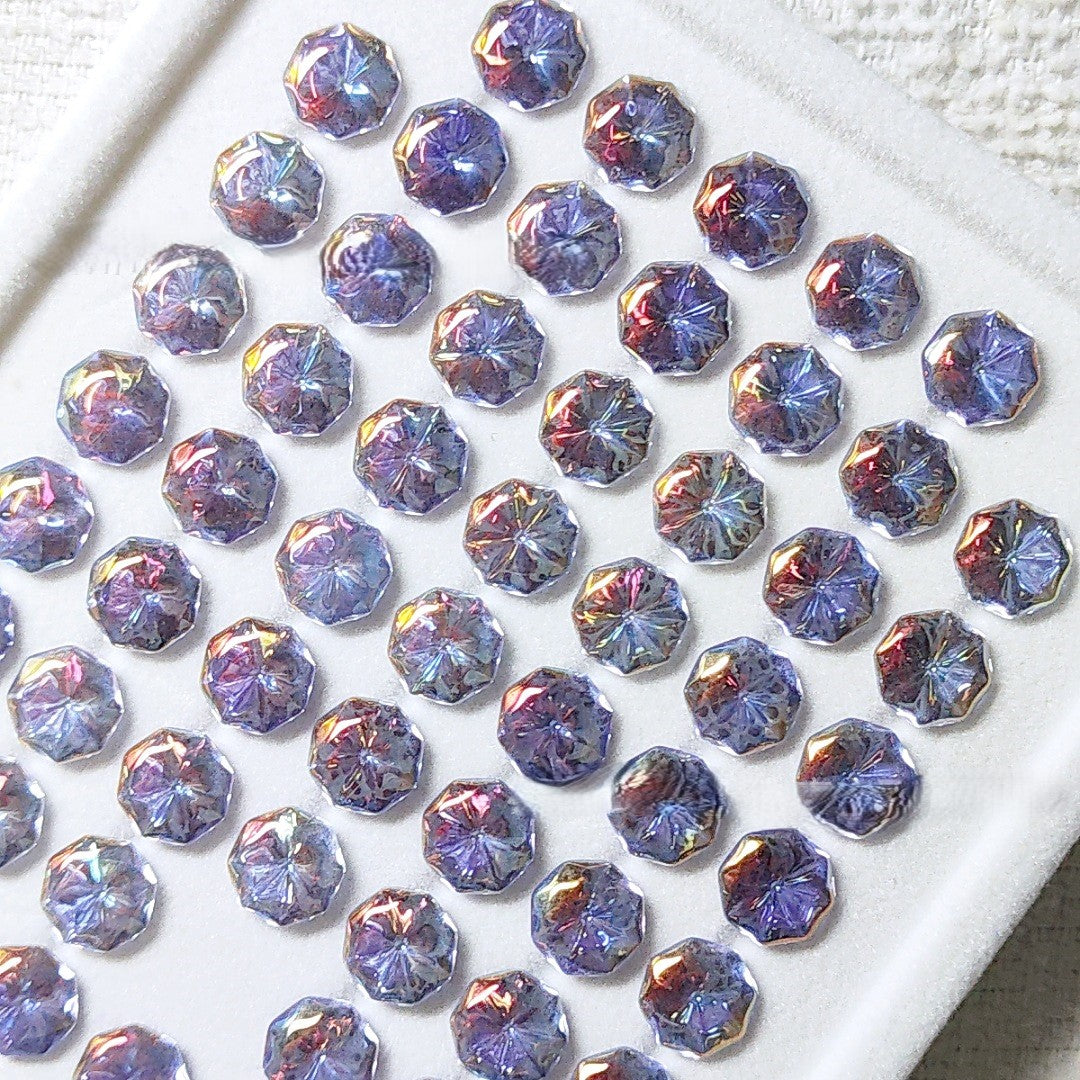 5A 6-8mm Octagonal Coated "Water Baby" Loose CZ Stone - 2pcs