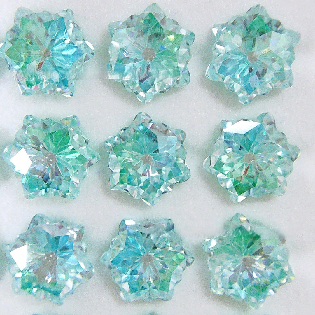 5A 6mm Hexagram Christmas Snowflake Cut Loose CZ Stone - 2pcs