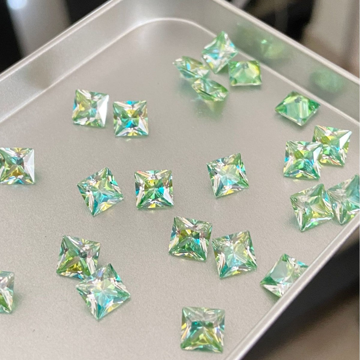 5A 4-6mm Square Coated Cut with a Radiant Heart Loose CZ Stone - 2pcs