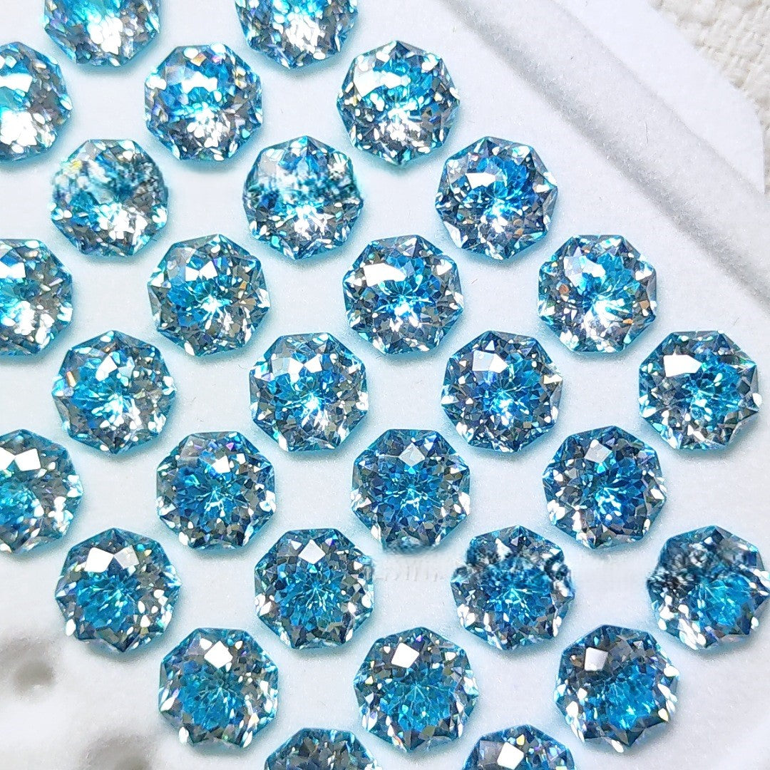 5A 6-8mm Octagonal Coated Sandwich Bouquet Cut Loose CZ Stone - 2pcs