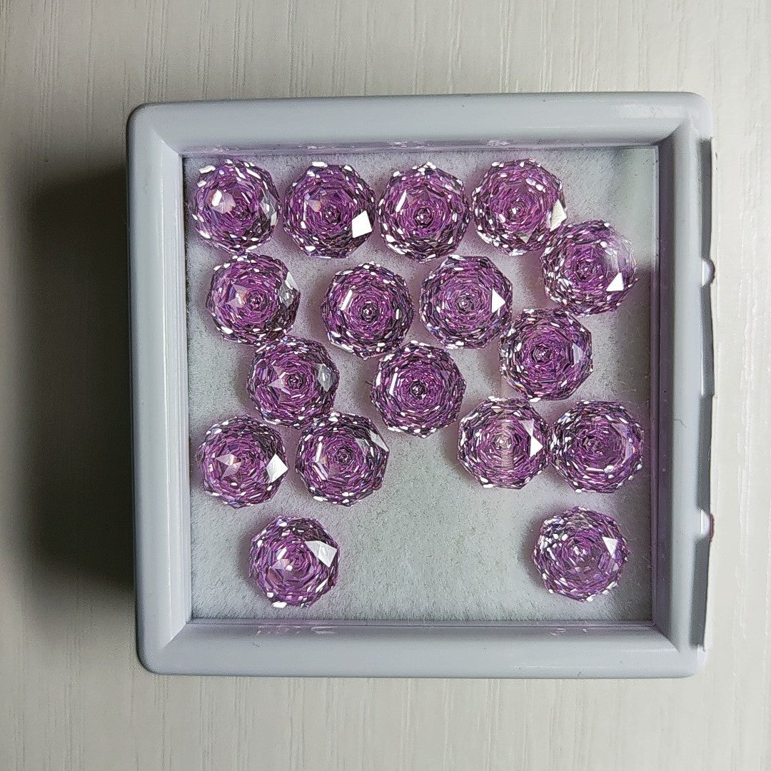 5A 6-10mm Octagonal Open-Back Rose Cut Loose CZ Stone - 2pcs