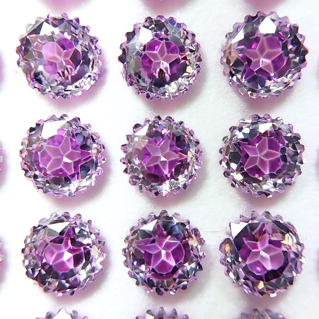 5A 6mm Round Ferris Wheel & Star Cut Loose CZ Stone with a Sweet Heart - 2pcs