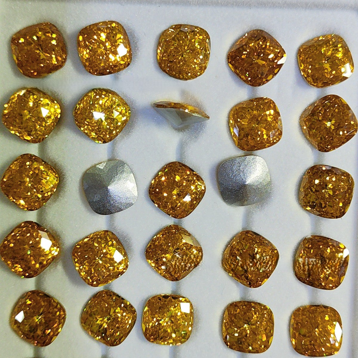 5A 8mm Pave Square Foil-Back Loose CZ Stone - 2pcs