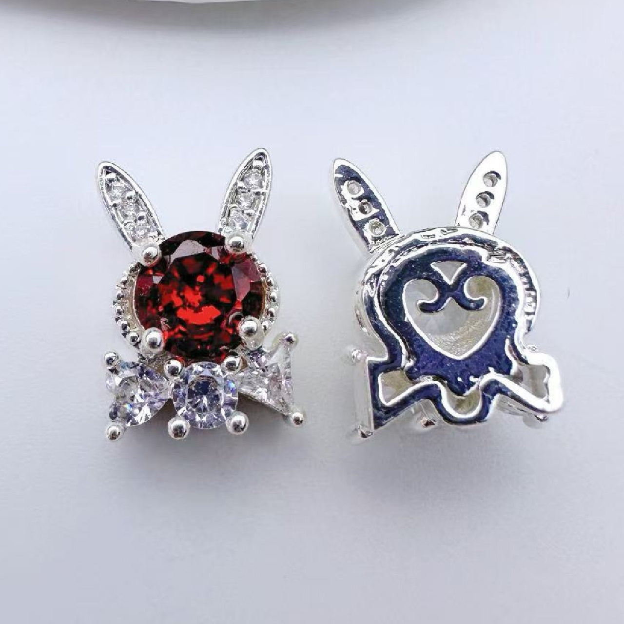 (2pcs)13.5*9.5mm Rabbite Rose Cut Zircon Spacer
