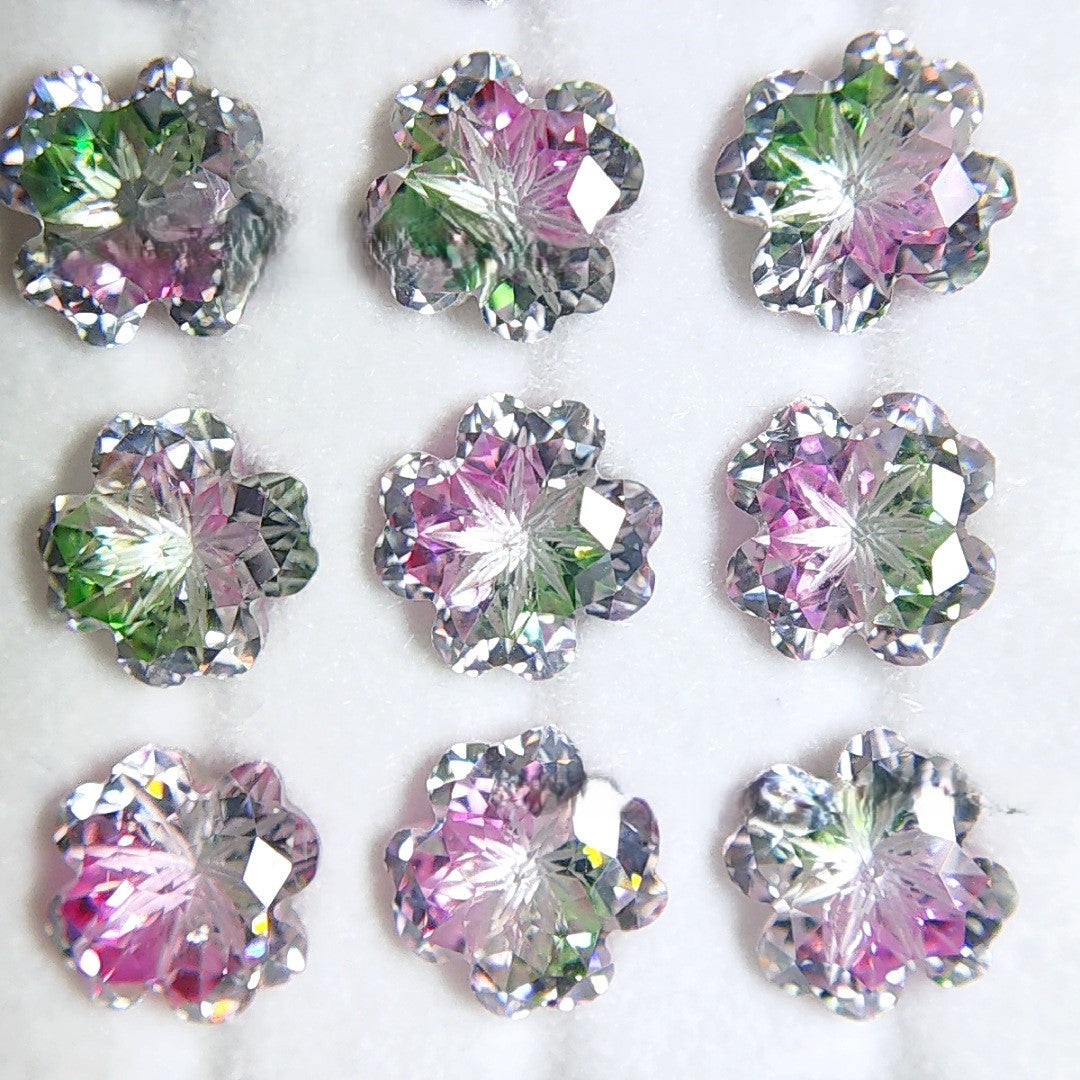 5A 6mm Lucky Clover Coated Loose CZ Stone - 2pcs