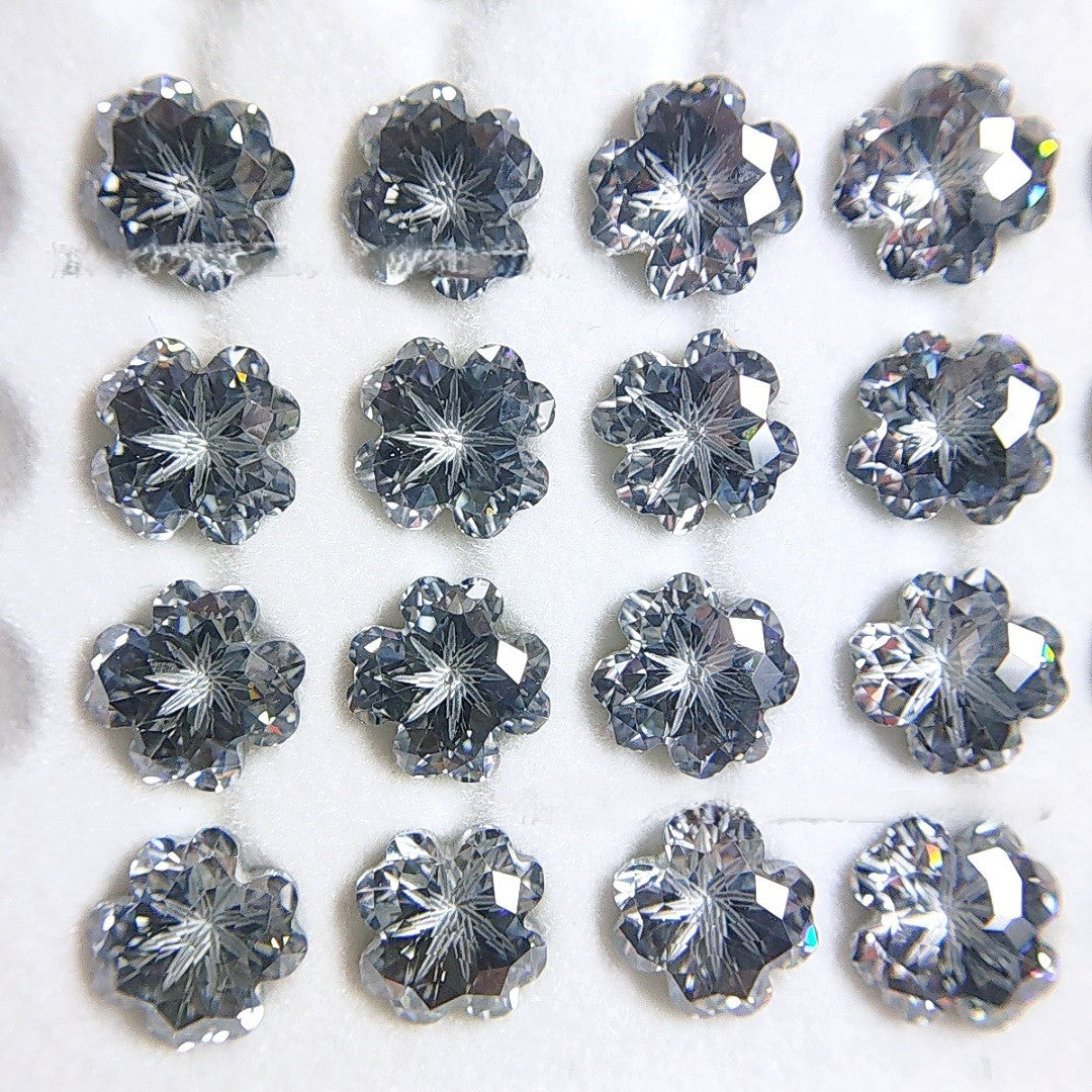 5A 6mm Lucky Clover Sandwich Coated Loose CZ Stone - 2pcs