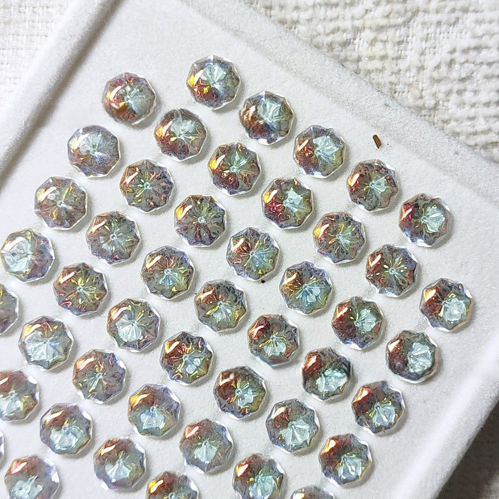 5A 6-8mm Octagonal Coated "Water Baby" Loose CZ Stone - 2pcs