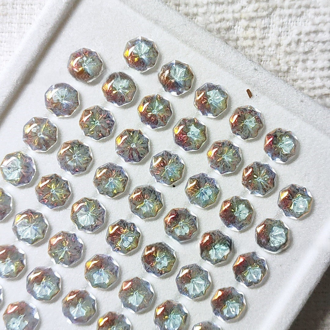 5A 6-8mm Octagonal Coated "Water Baby" Loose CZ Stone - 2pcs