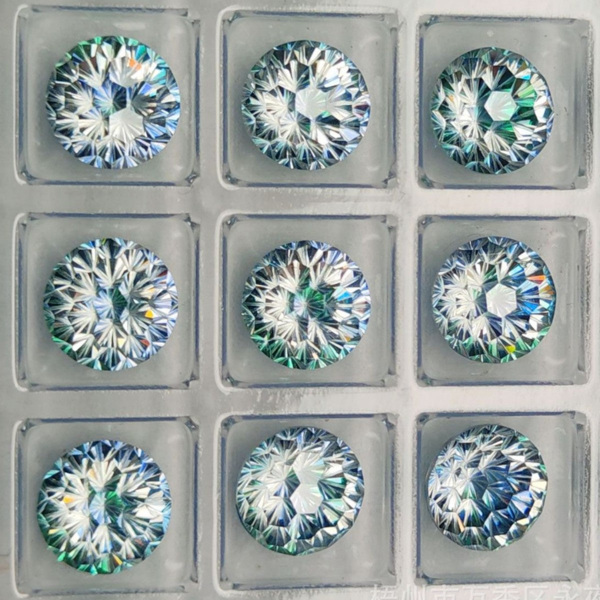 5A 6-8mm Round Iridescent Flame Cut Loose CZ Stone - 2pcs