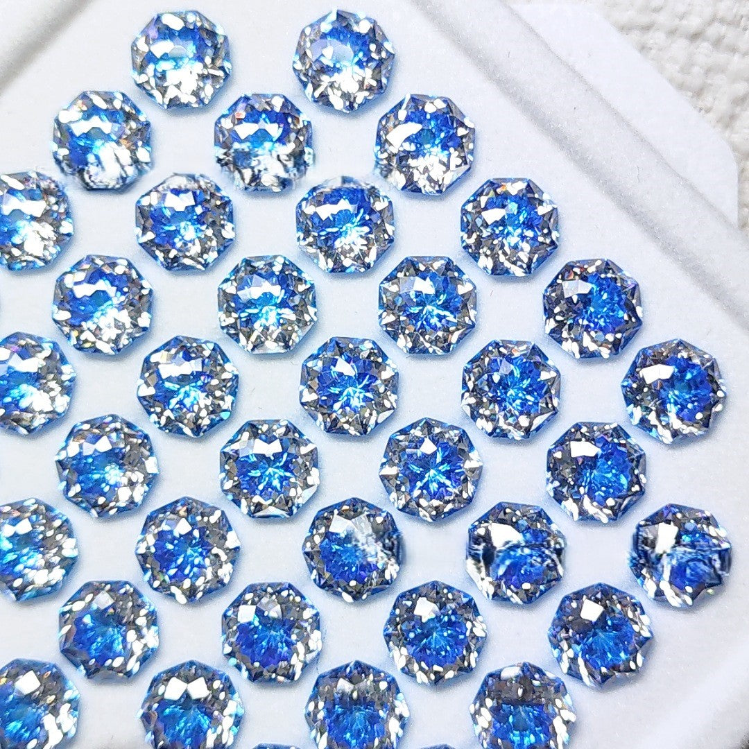 5A 6-8mm Octagonal Coated Sandwich Bouquet Cut Loose CZ Stone - 2pcs