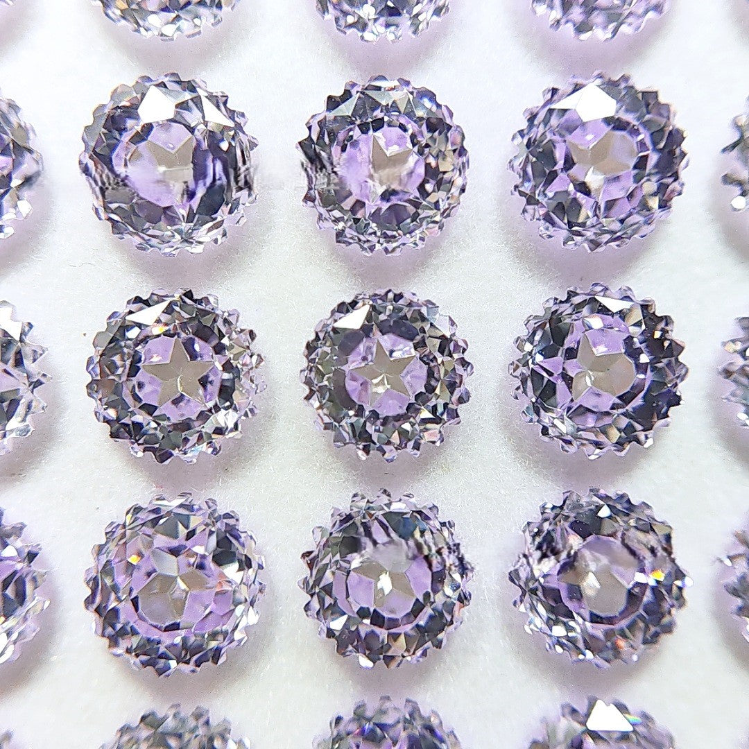 5A 6mm Round Ferris Wheel & Star Cut Loose CZ Stone with a Sweet Heart - 2pcs