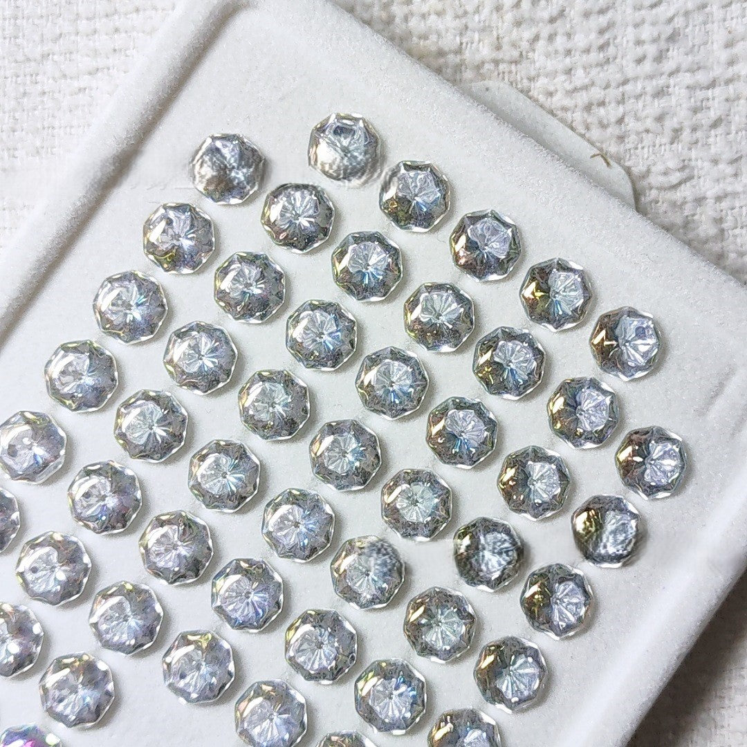 5A 6-8mm Octagonal Coated "Water Baby" Loose CZ Stone - 2pcs