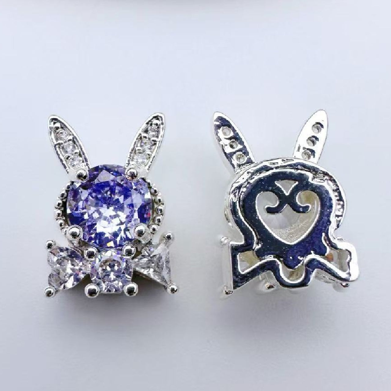 (2pcs)13.5*9.5mm Rabbite Rose Cut Zircon Spacer