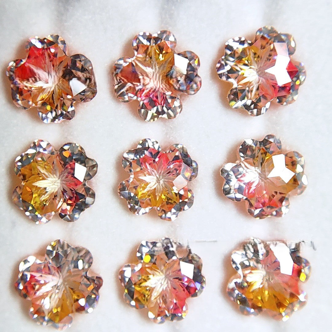 5A 6mm Lucky Clover Coated Loose CZ Stone - 2pcs