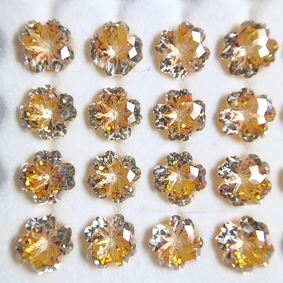 5A 6mm Lucky Clover Sandwich Coated Loose CZ Stone - 2pcs