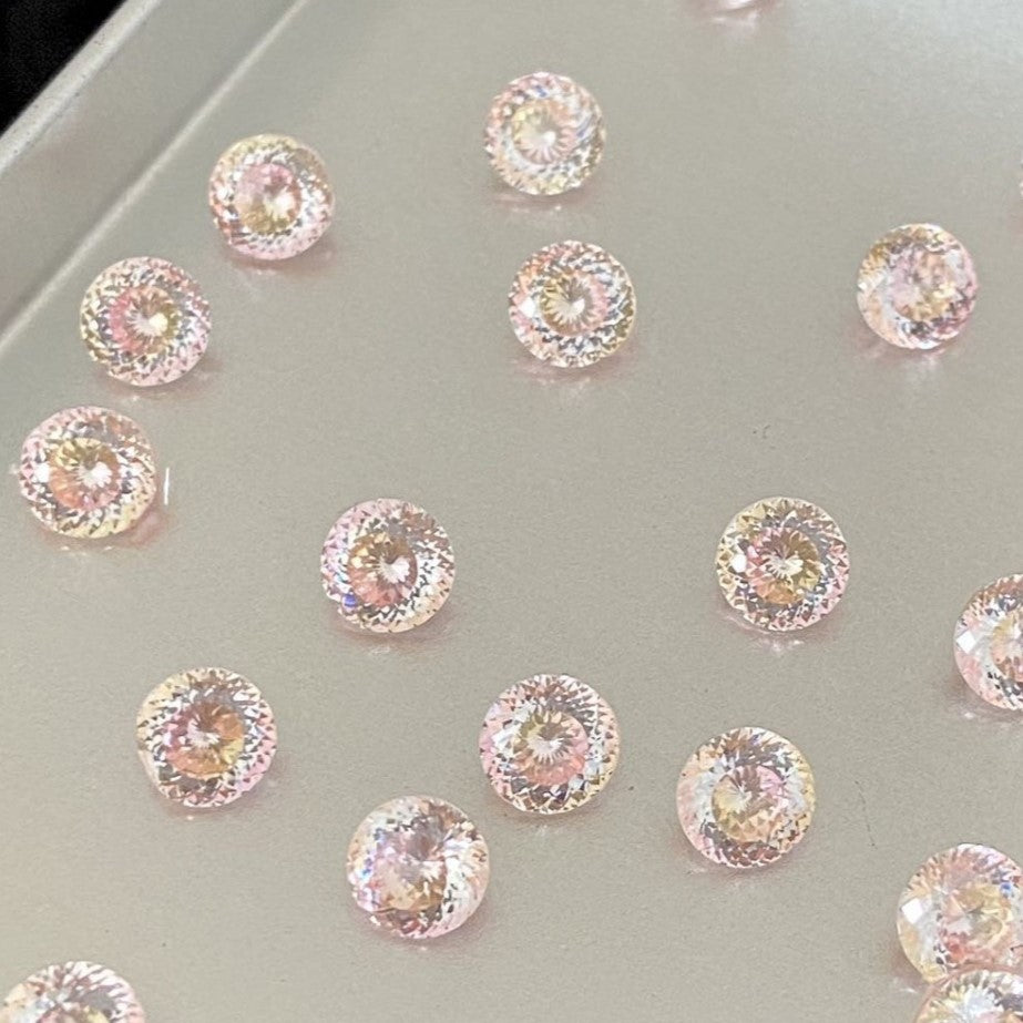 5A 6-8mm Round Coated Nest Cut Loose CZ Stone - 2pcs