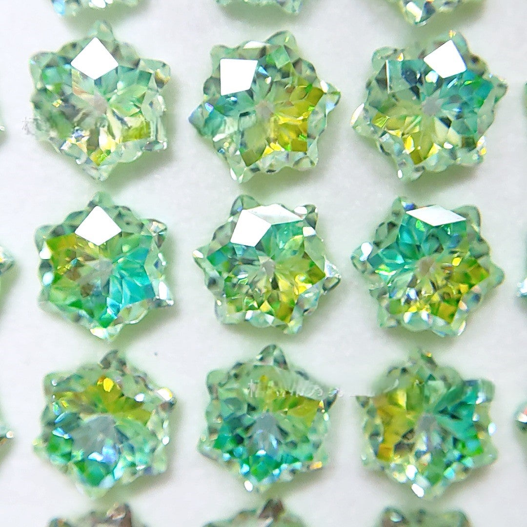 5A 6mm Hexagram Christmas Snowflake Cut Loose CZ Stone - 2pcs