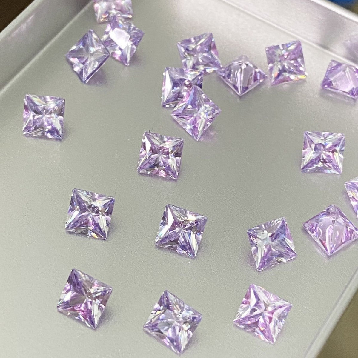 5A 4-6mm Square Coated Cut with a Radiant Heart Loose CZ Stone - 2pcs