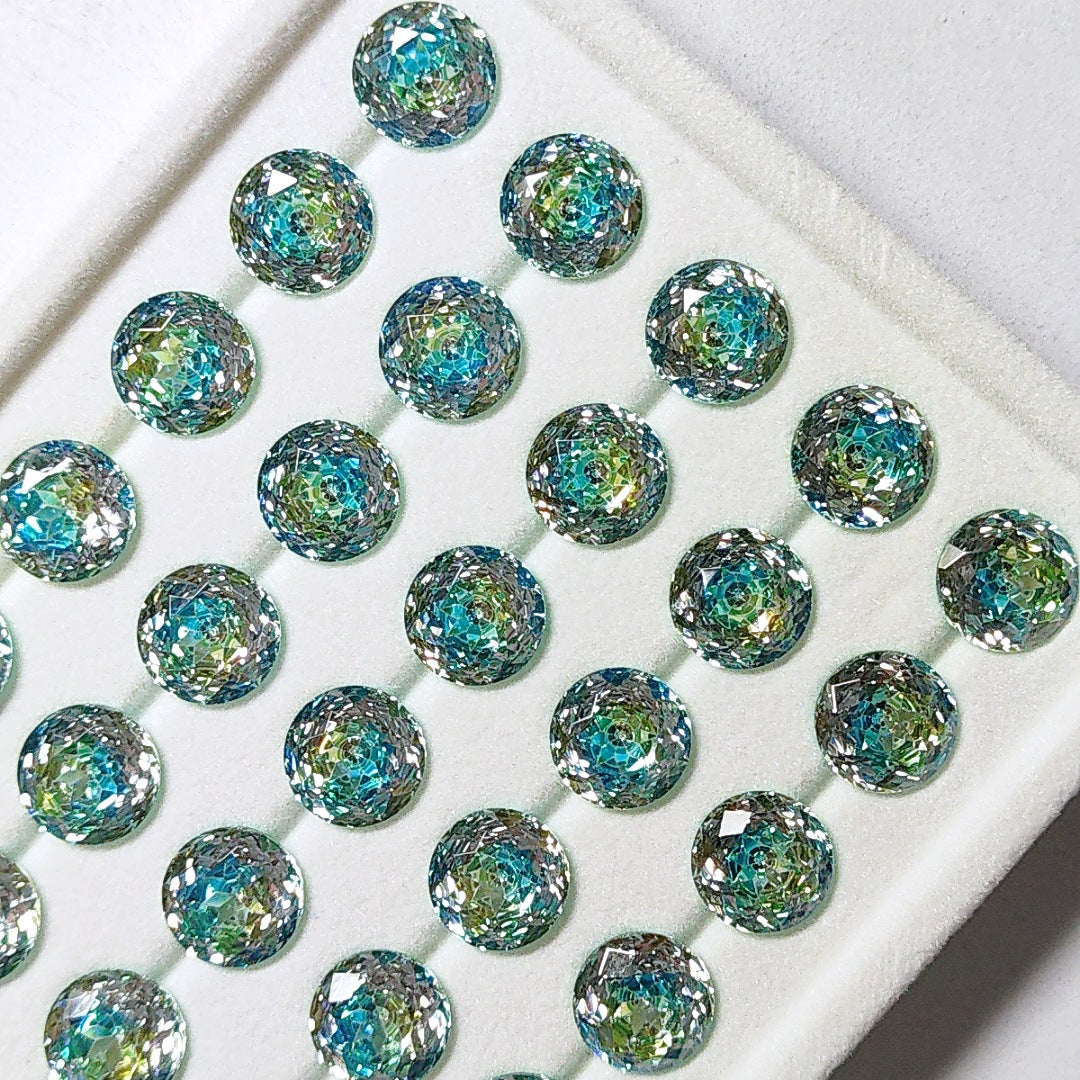 5A 6-8mm Round Coated Sandwich Rose Cut Loose CZ Stone - 2pcs