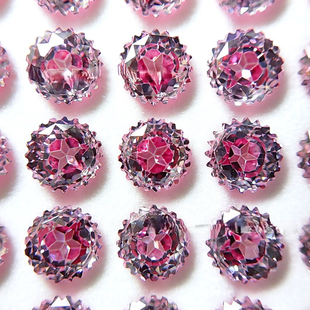 5A 6mm Round Ferris Wheel & Star Cut Loose CZ Stone with a Sweet Heart - 2pcs