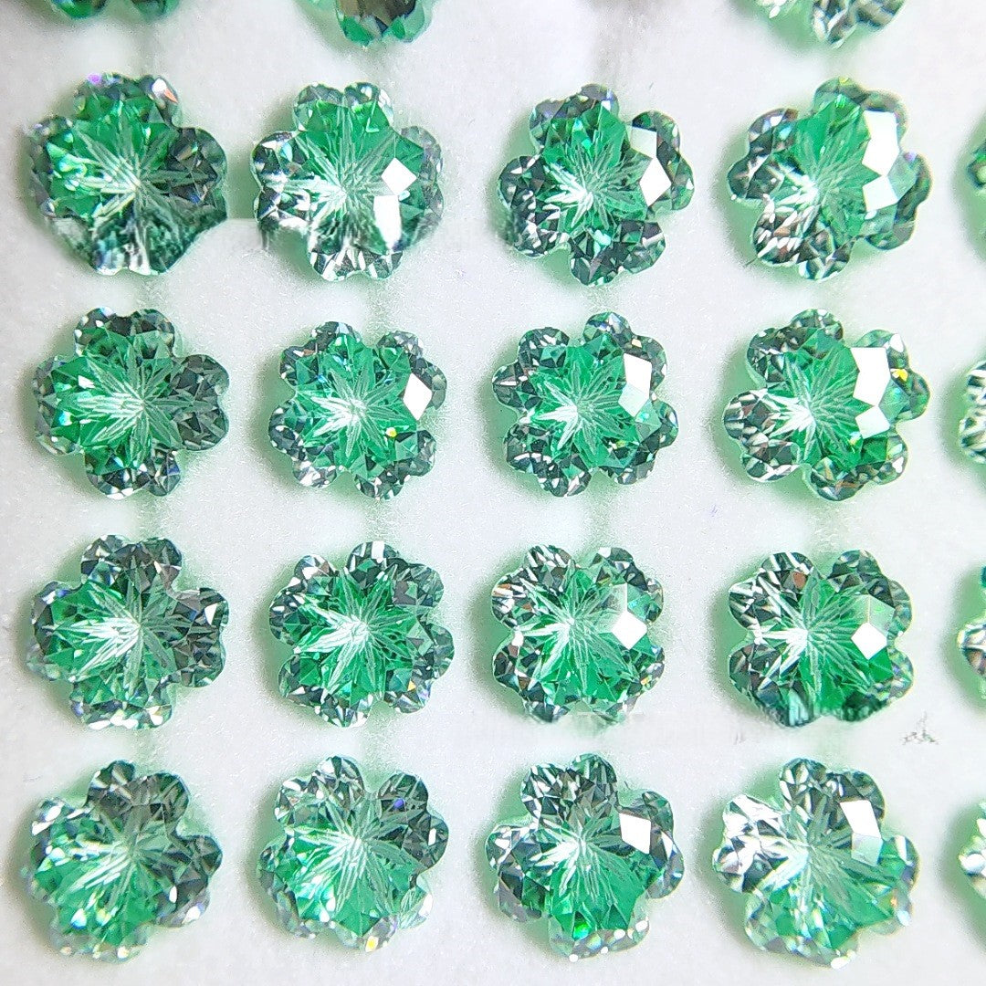 5A 6mm Lucky Clover Sandwich Coated Loose CZ Stone - 2pcs