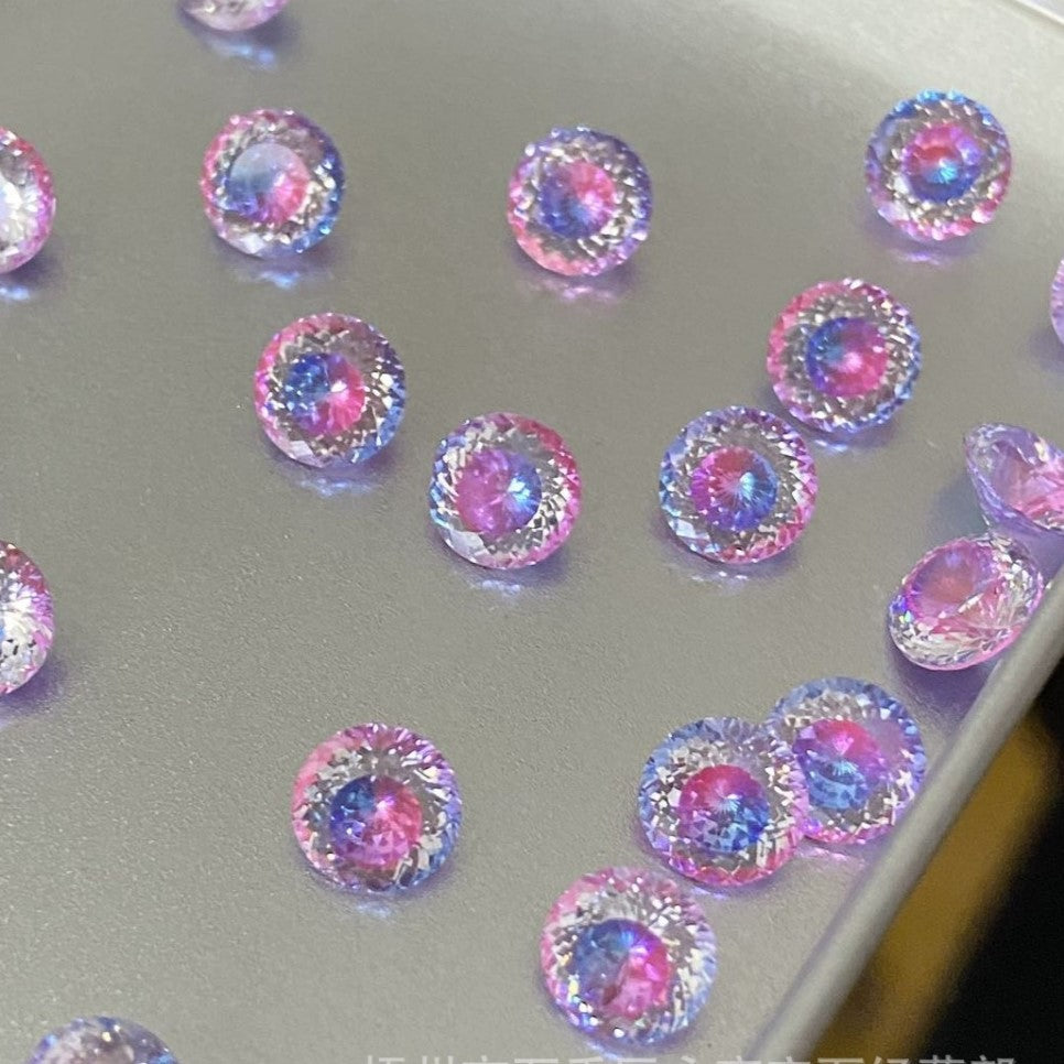 5A 6-8mm Round Coated Nest Cut Loose CZ Stone - 2pcs