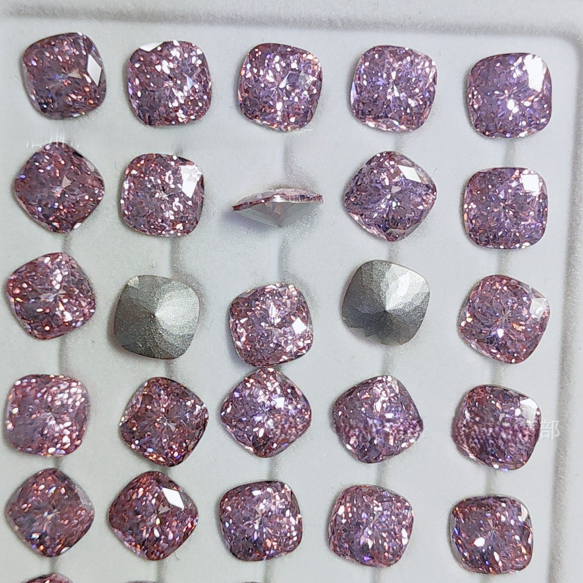 5A 8mm Pave Square Foil-Back Loose CZ Stone - 2pcs