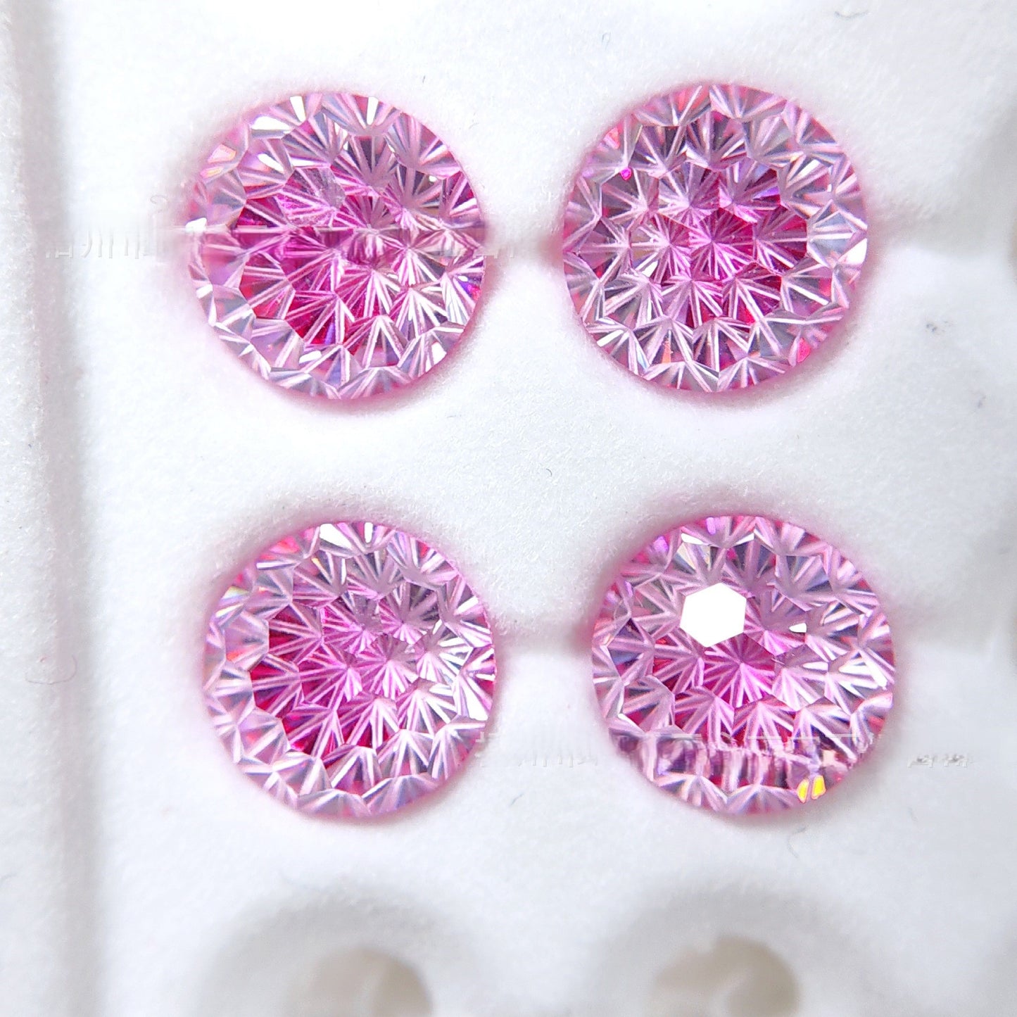 5A 4-8mm Round Flame Cut Loose CZ Stone - 2pcs