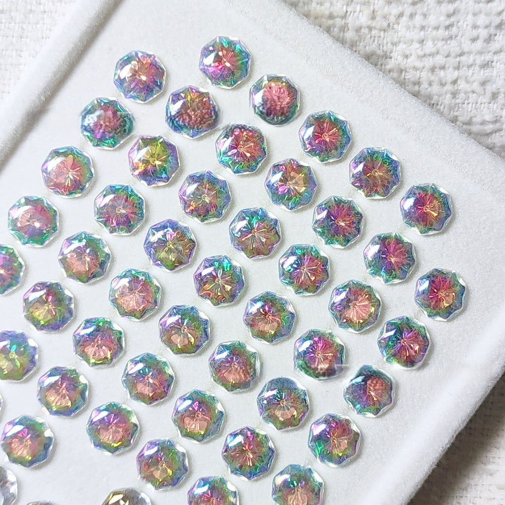 5A 6-8mm Octagonal Coated "Water Baby" Loose CZ Stone - 2pcs