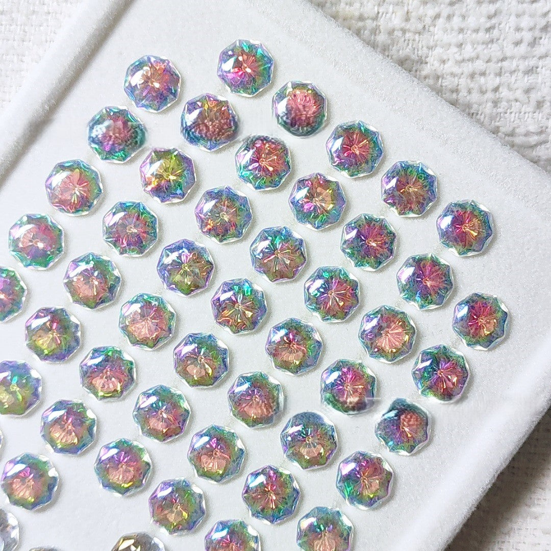 5A 6-8mm Octagonal Coated "Water Baby" Loose CZ Stone - 2pcs