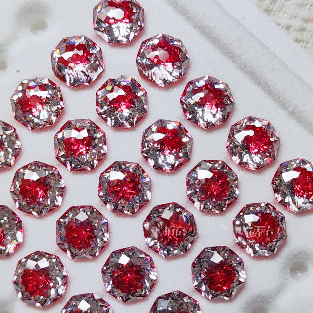 5A 6-8mm Octagonal Coated Sandwich Bouquet Cut Loose CZ Stone - 2pcs