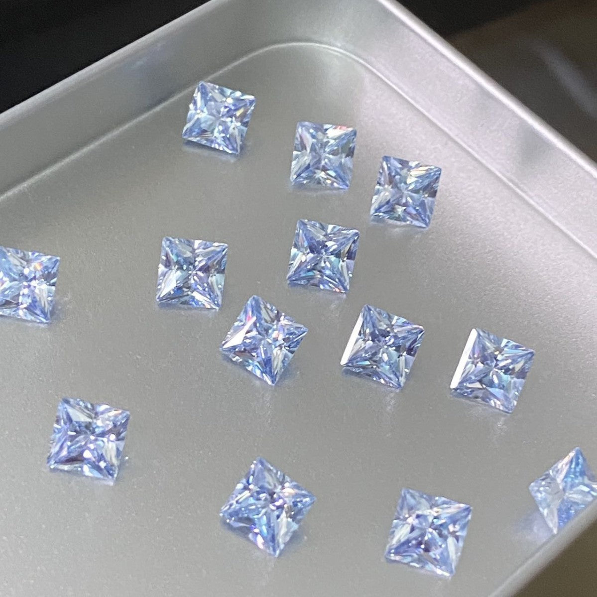 5A 4-6mm Square Coated Cut with a Radiant Heart Loose CZ Stone - 2pcs