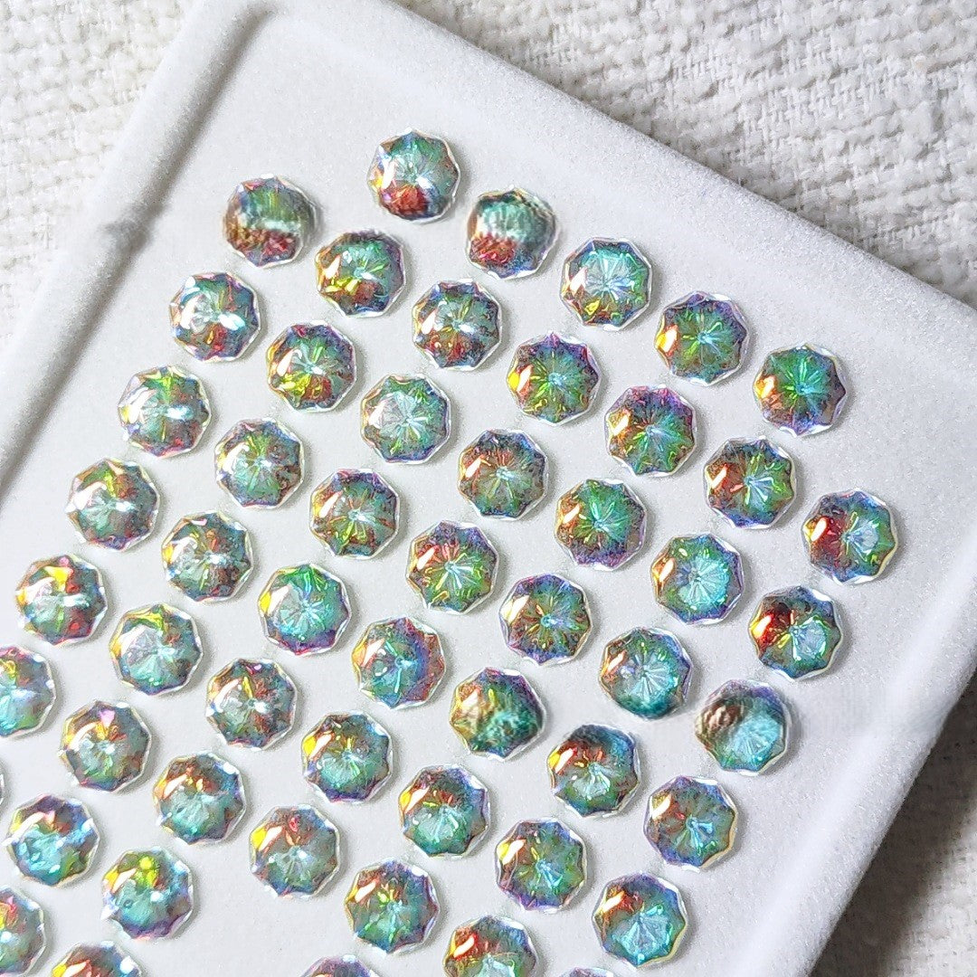 5A 6-8mm Octagonal Coated "Water Baby" Loose CZ Stone - 2pcs