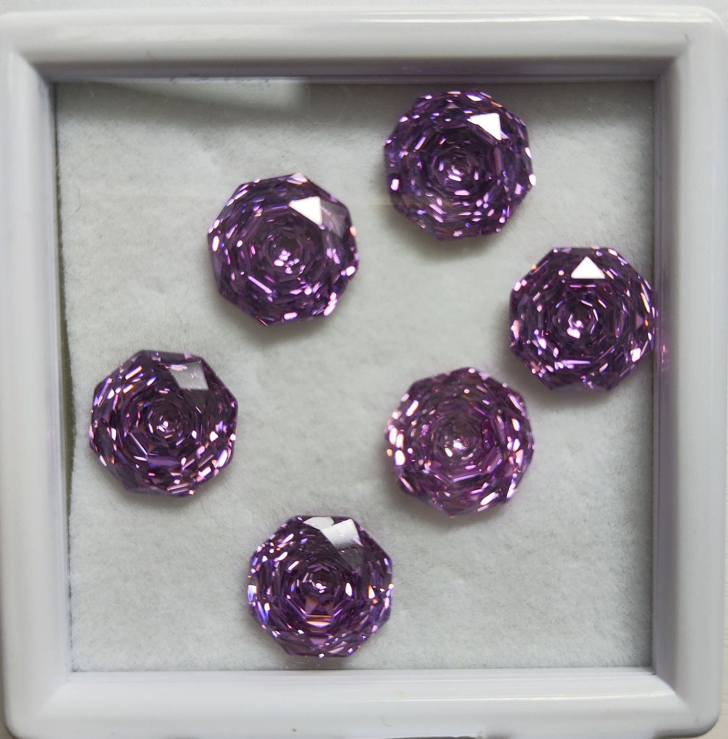 5A 6-10mm Octagonal Open-Back Rose Cut Loose CZ Stone - 2pcs