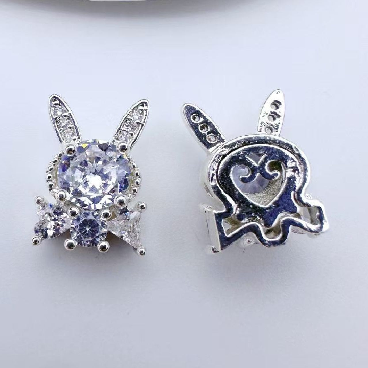 (2pcs)13.5*9.5mm Rabbite Rose Cut Zircon Spacer