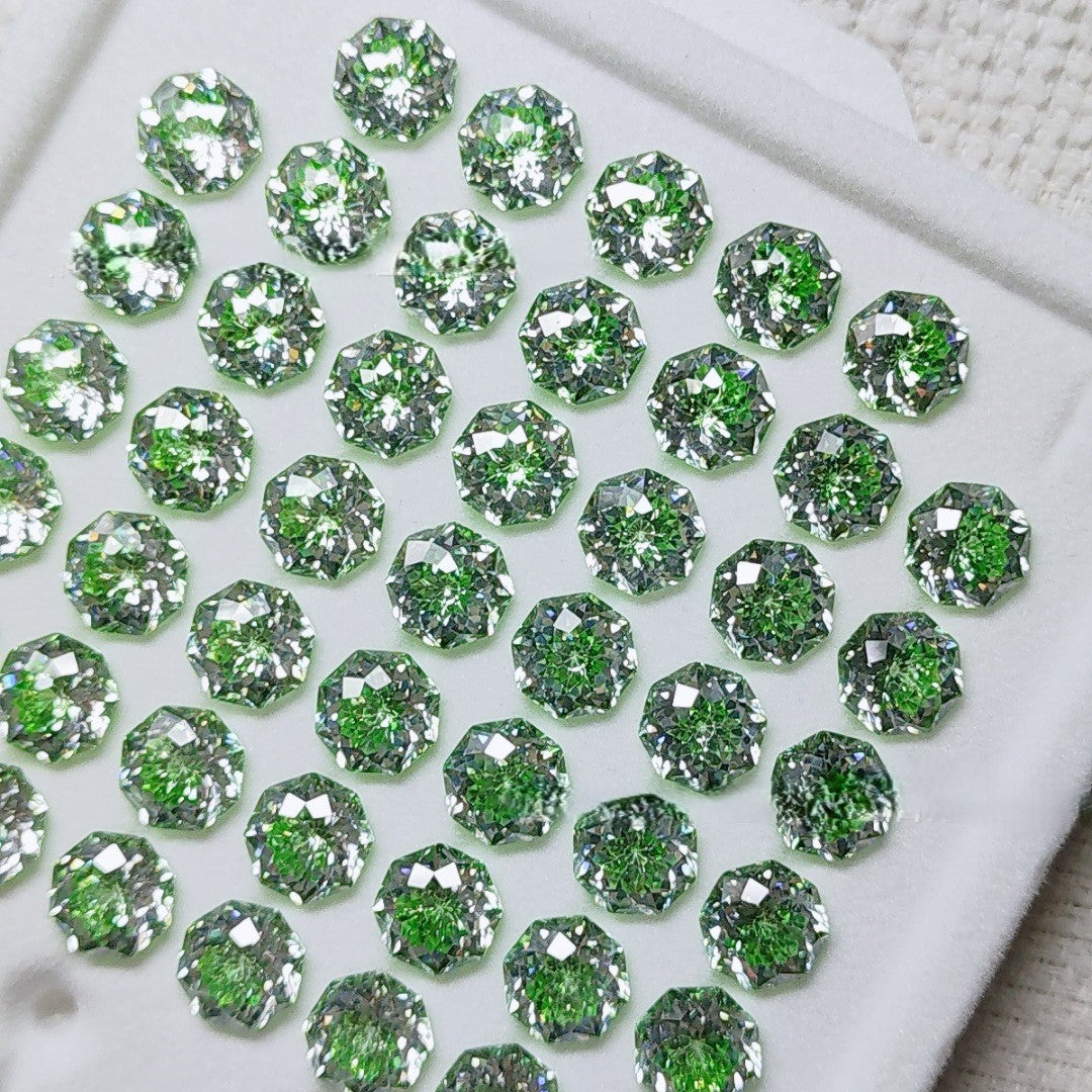 5A 6-8mm Octagonal Coated Sandwich Bouquet Cut Loose CZ Stone - 2pcs