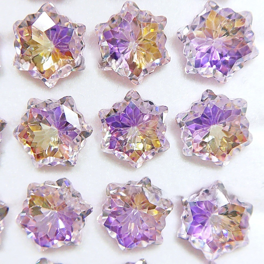 5A 6mm Hexagram Christmas Snowflake Cut Loose CZ Stone - 2pcs