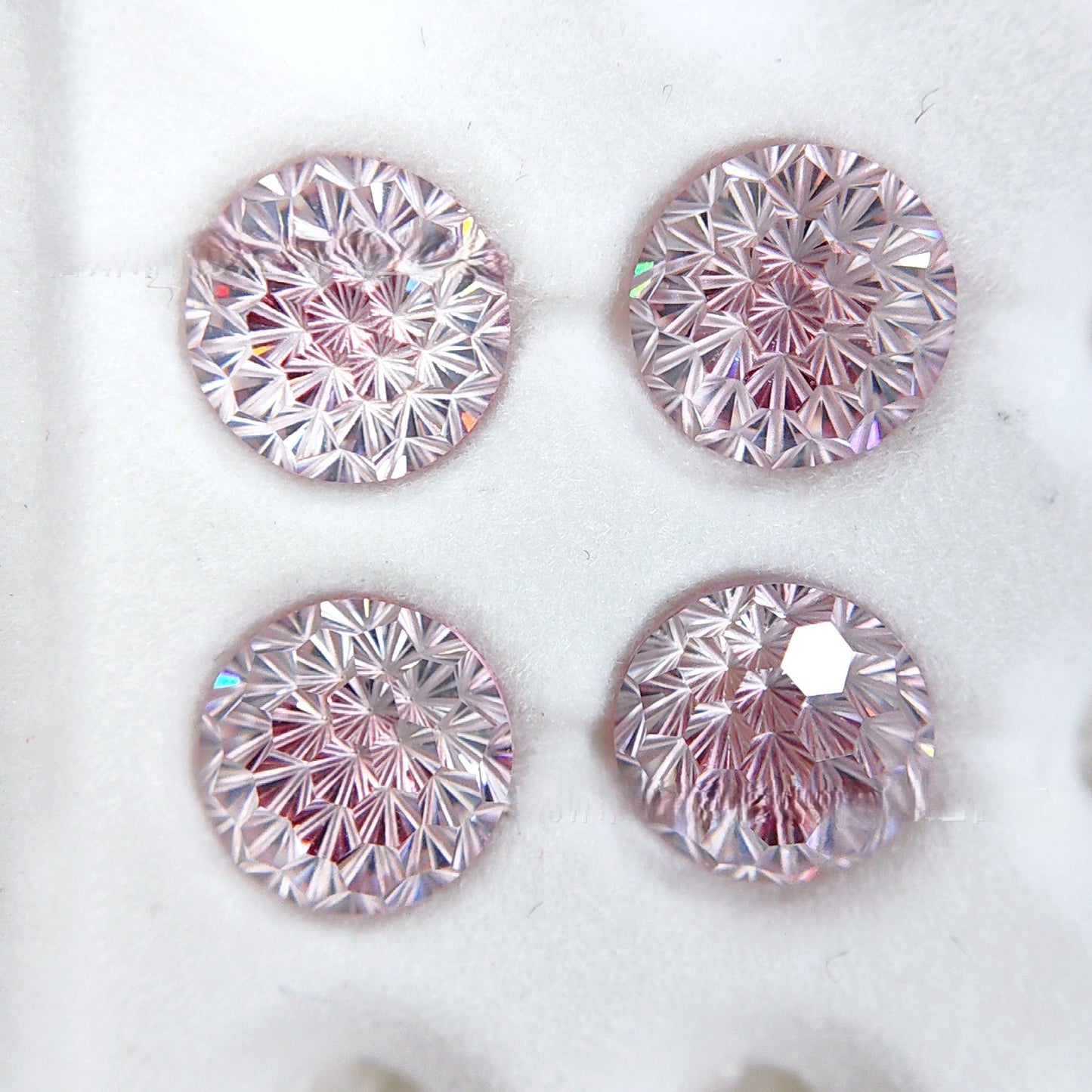 5A 4-8mm Round Flame Cut Loose CZ Stone - 2pcs