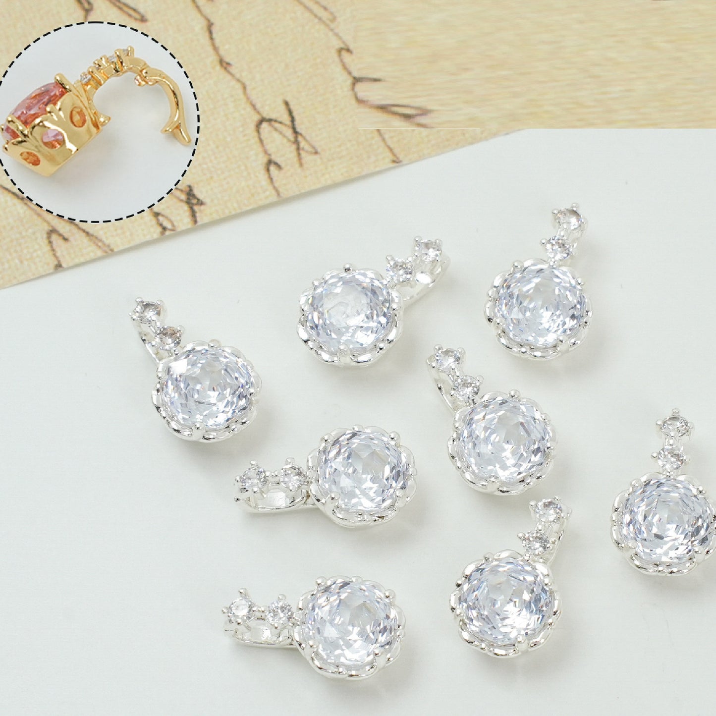 Rose Cut Zircon Connection Closure/Clasp