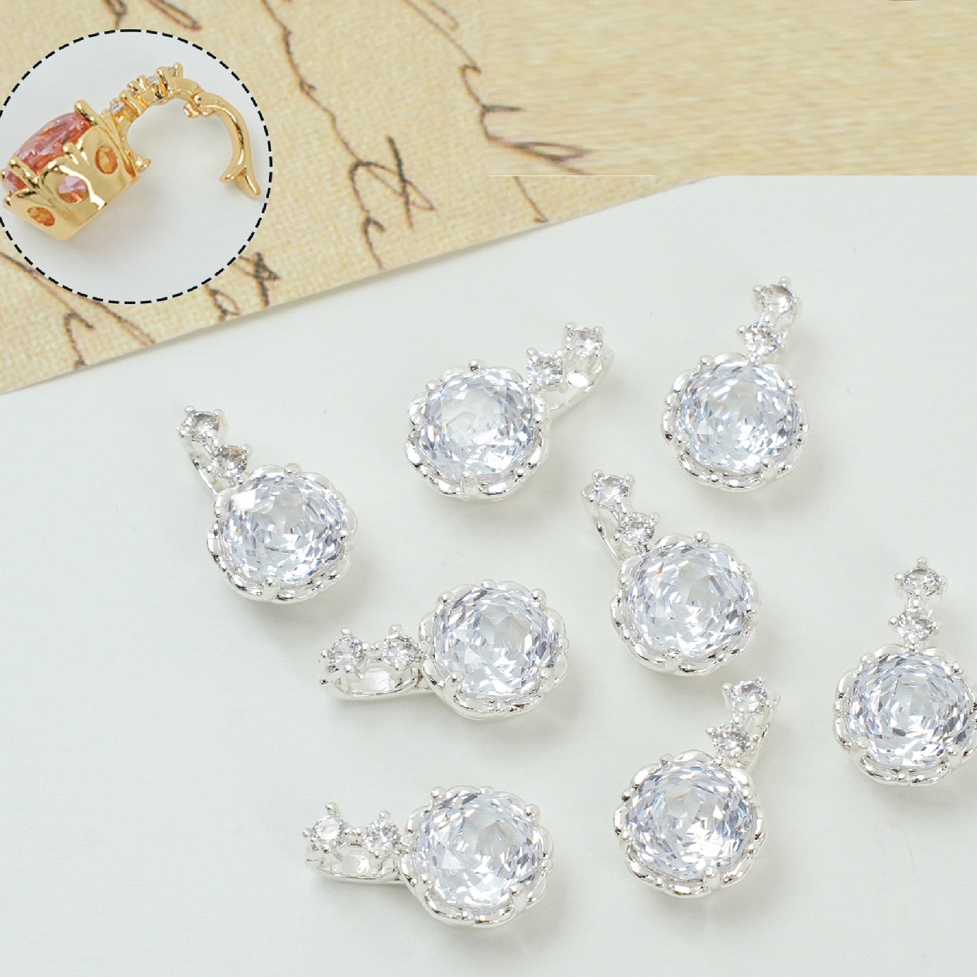 Rose Cut Zircon Connection Closure/Clasp
