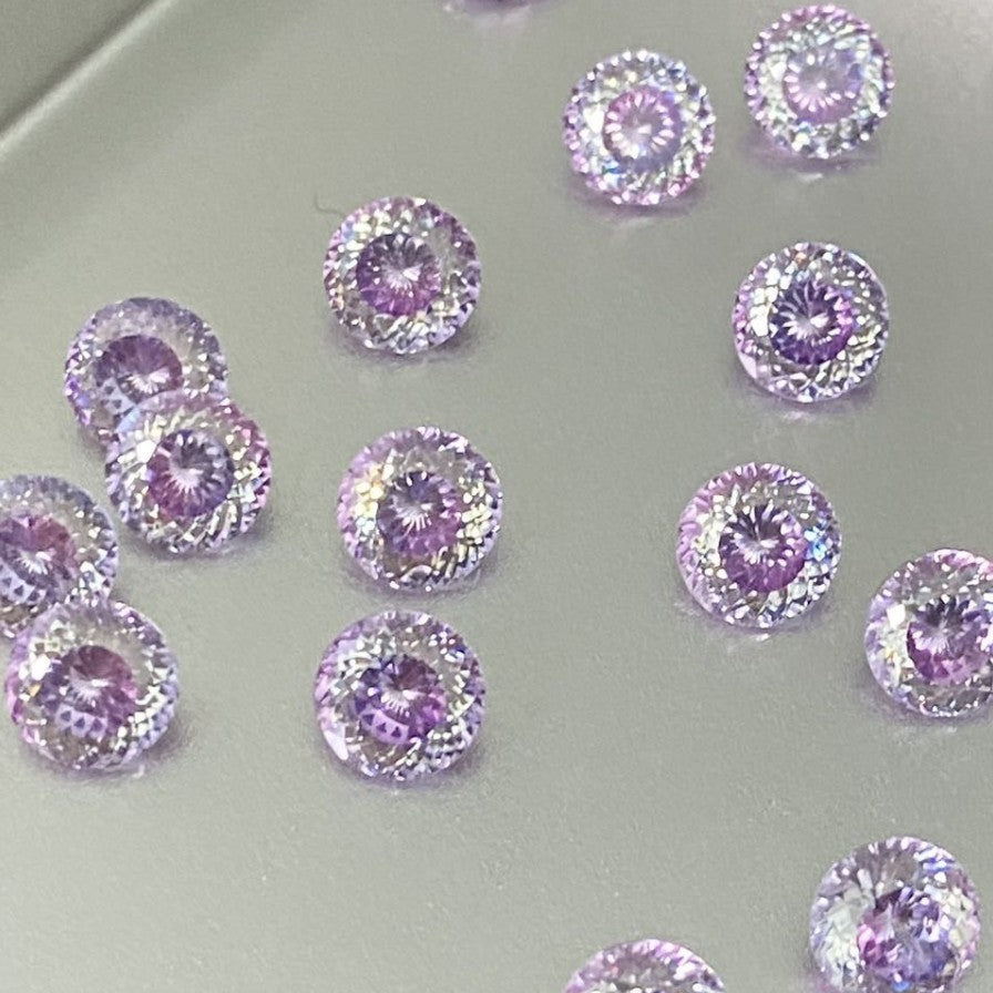 5A 6-8mm Round Coated Nest Cut Loose CZ Stone - 2pcs