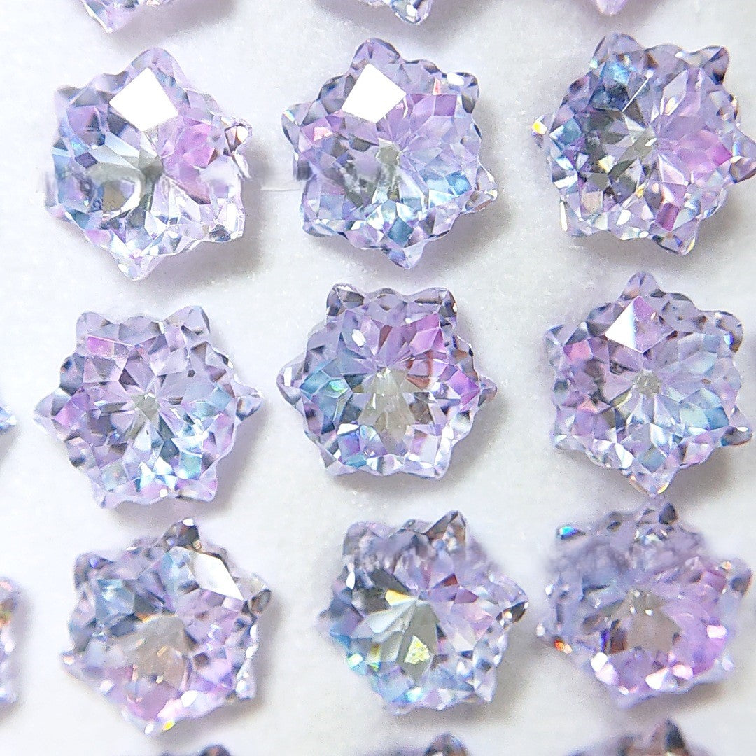 5A 6mm Hexagram Christmas Snowflake Cut Loose CZ Stone - 2pcs