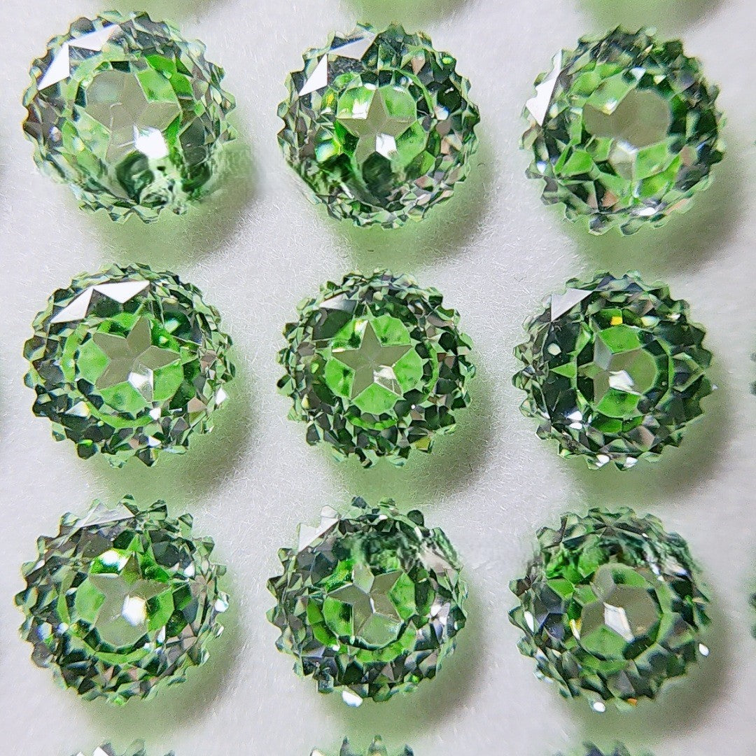 5A 6mm Round Ferris Wheel & Star Cut Loose CZ Stone with a Sweet Heart - 2pcs