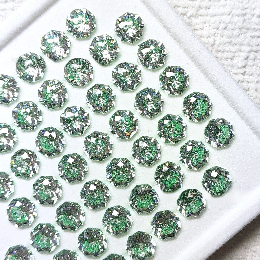 5A 6-8mm Octagonal Coated Sandwich Bouquet Cut Loose CZ Stone - 2pcs