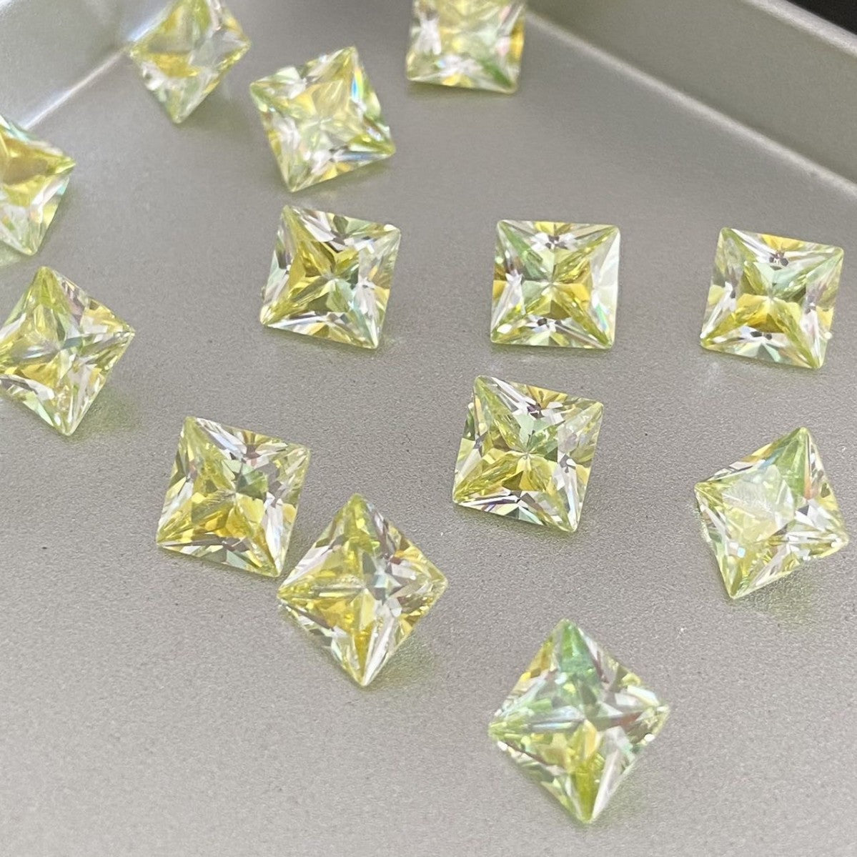 5A 4-6mm Square Coated Cut with a Radiant Heart Loose CZ Stone - 2pcs